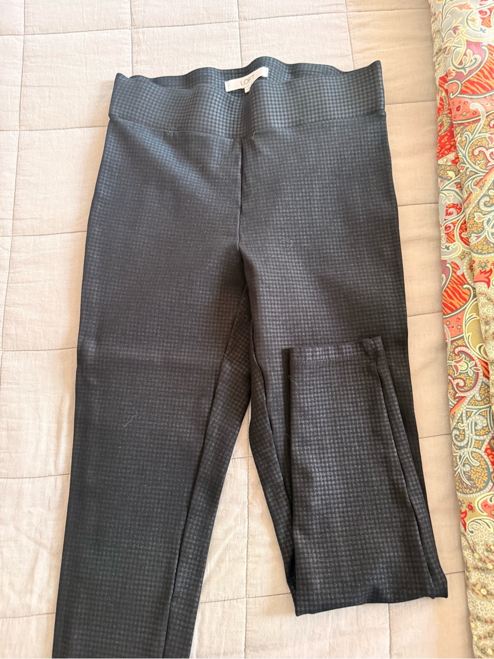 LOFT Black Plaid Leggings